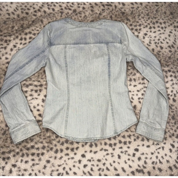 BP. Women's XX Small Denim Button Up Long Sleeve Shirt - Picture 5 of 5